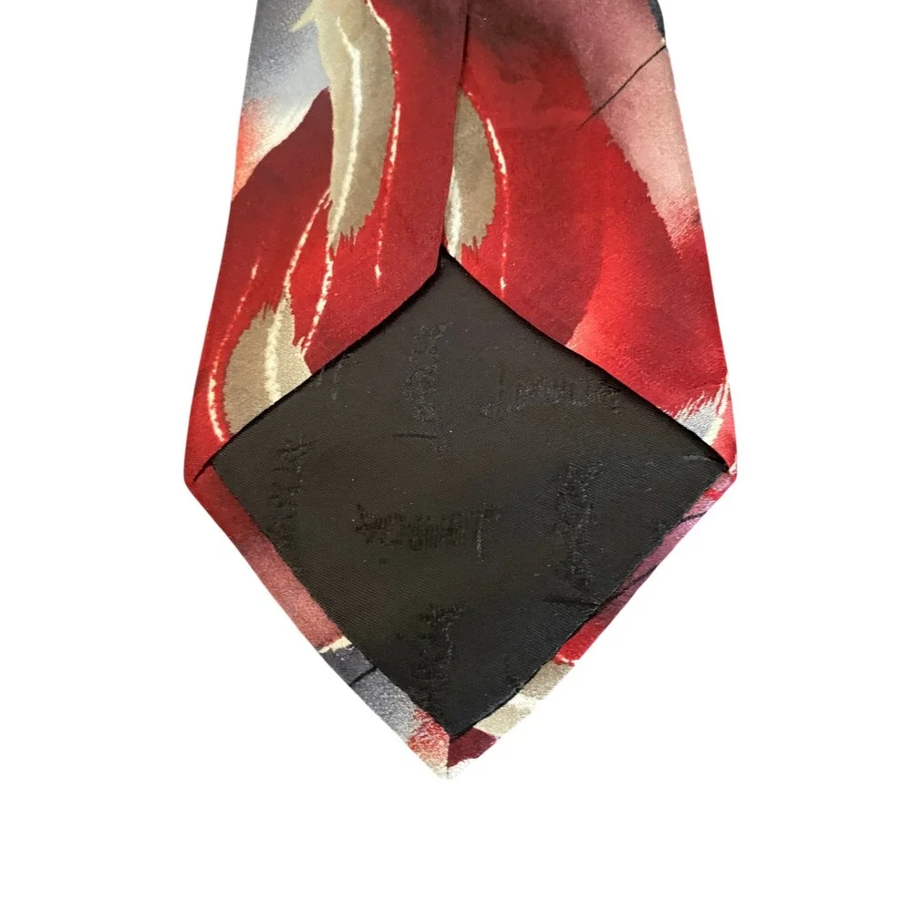 J. Garcia Mens Silk Tie Collection 53 Nude Abstract‎ Red Grey Swirl Necktie
